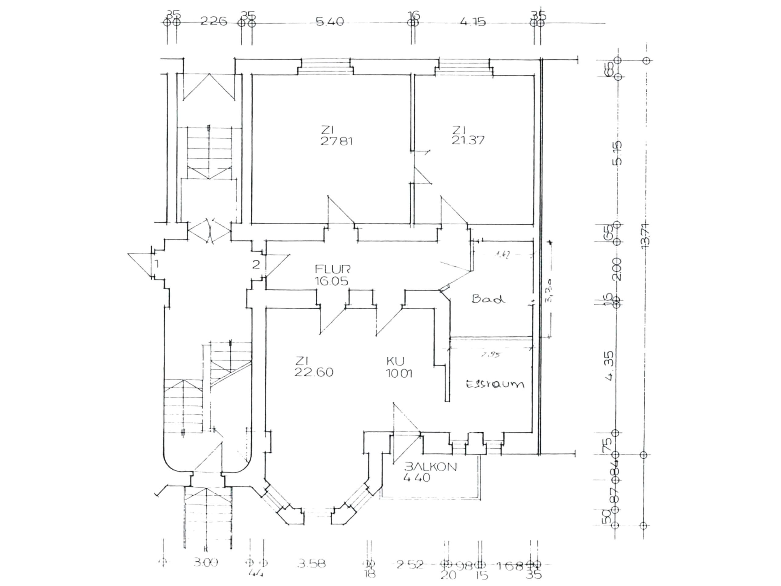 Plan der Altbauwohnung